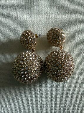 NEW BaubleBar  Lennon Pave Gold Double-Sphere Drop Earrings